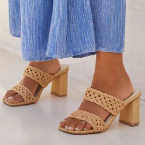 VICI Barbara Raffia Open Toe Heeled Sandals Size 6